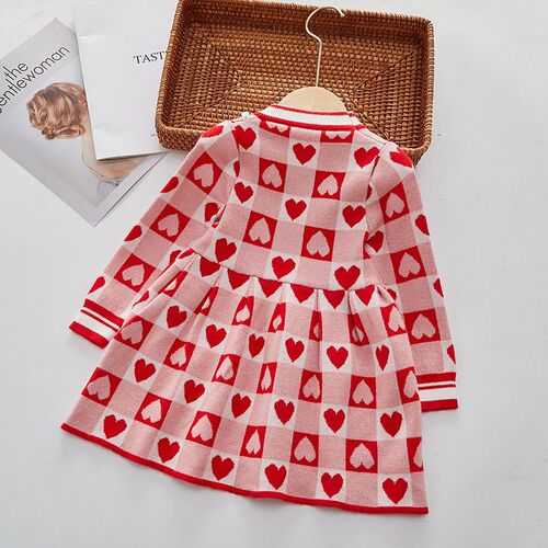 Girls Dress Autumn New Fashionable Heart-shaped Print Skirt
