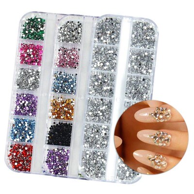 3000Pcs a Box Nail Art Flat Back Crystal Rhinestone 1.5mm 2.