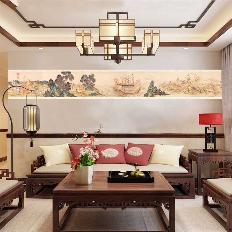 自粘墙纸腰线贴长条装饰画中式画复古画墙纸腰线自粘pvc壁纸挂画,家居饰品,软装墙贴,淘宝优惠券,粉丝福利购,淘宝优惠卷