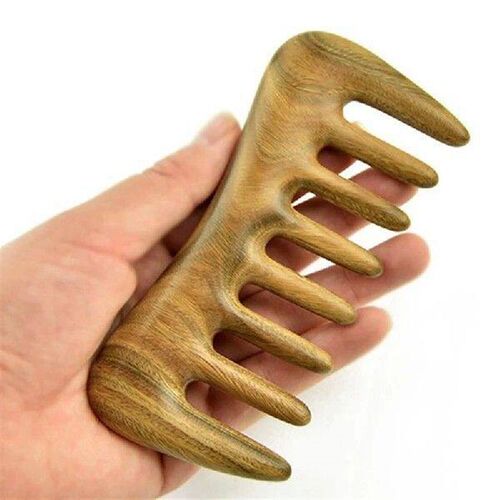 1Pcs Green Wide Tooth Hair Comb - Natural Wood Comb For