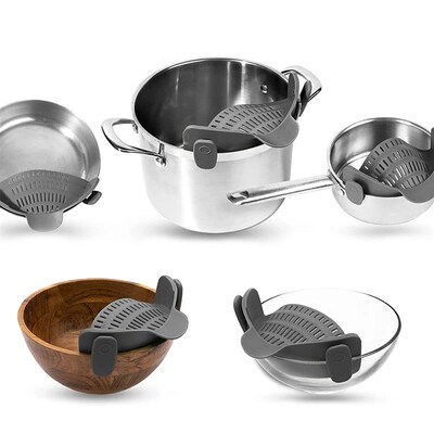 Silicone Kitchen Strainer Clip On Pots and Pans Drain Rack P