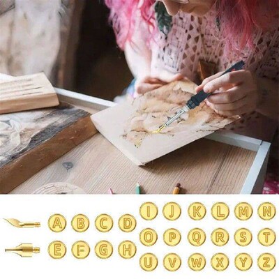 DIY Wood Burning/Carving Set with Letter Stamps Hot Stamps