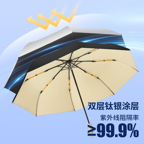 Umbrella Parasol Titanium Silver Double Layer Vinyl Anti-ult
