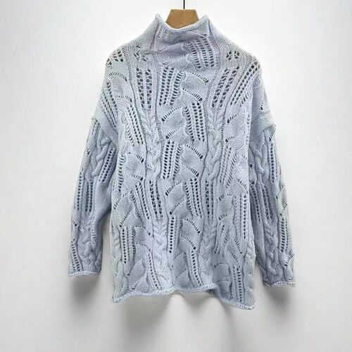 In Stock Today Mai With Solid lor Half-high Neck Hollow Knit