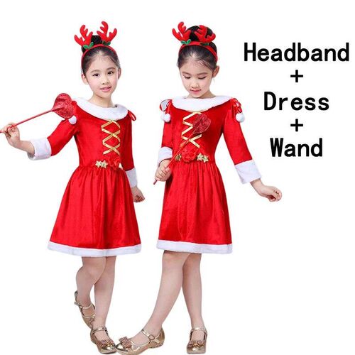 Baby Girls Christmas Santa Claus Costume Kids Cosplay Tutu