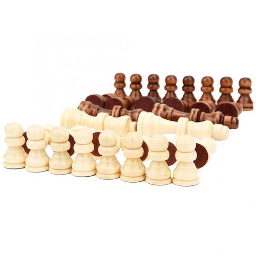 Foldable 32pcs Wooden International Chess Game Set Wood