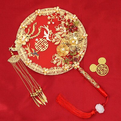 Round fan bride Chinese ancient xi XiuHe clothing fans in