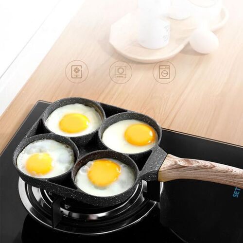 4 Hole Omelet Pan 适用于 Burger Eggs Ham Pancake Maker Woode