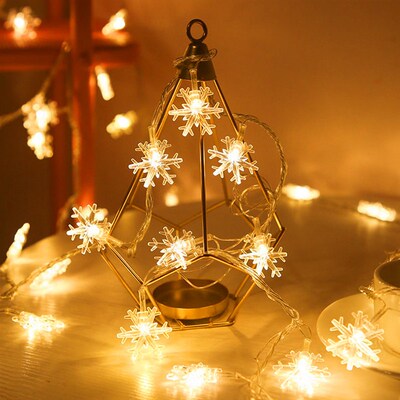 10/20/40 Lights Snowflake LED String Fairy Lights Festoon Le