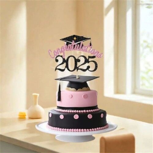 5pcs Glitter 2025 Graduation Cake Topper Set Funny Handmade