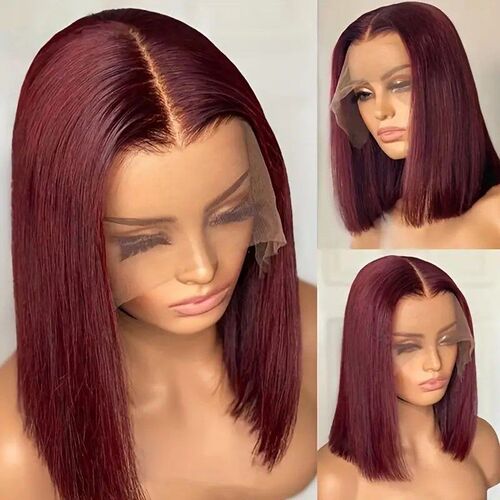 99j Burgundy Short Straight Bob Human Hair Wigs Brazil Bob W
