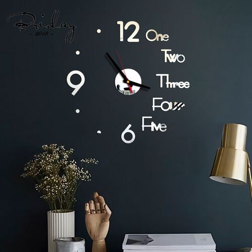 Creative 3D Acrylic Mirror Stickers Wall Clock DIY Digital C