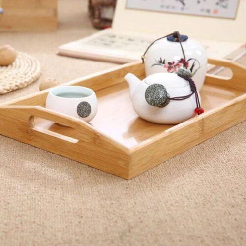 Bamboo Wooden Rectangular Tea Tray Solid Wood Serving Tray K