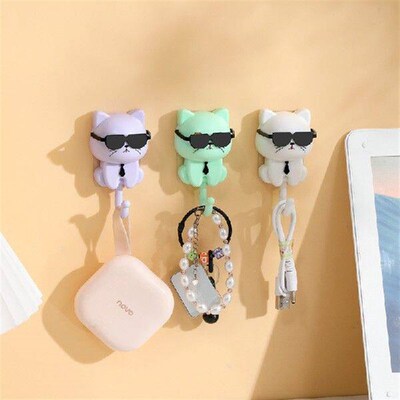 Creative Cute Cat Key Holder Adhesive Coat Hooks Decorative