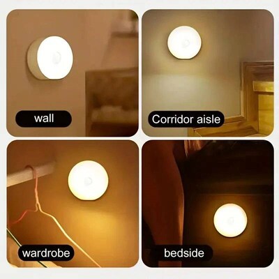 1pc Motion Sensor Night Light - Wireless LED Detector Lamp f