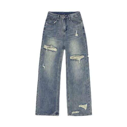 Spring and Summer New Vintage Washed Old Wear Ripped Hole Hi