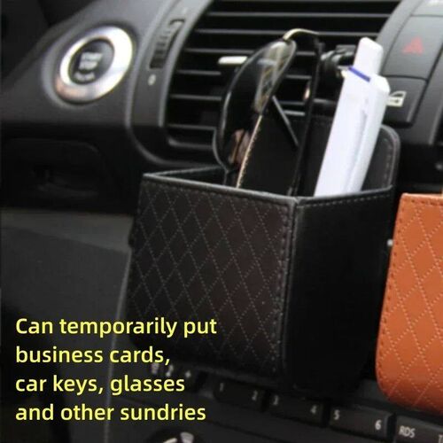 1pc Car Air Outlet Storage Bag - Leather Dashboard Organizer