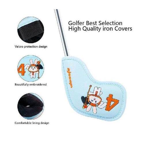 9pcs Waterproof Golf Driver Headcover PU Leather Embroidery