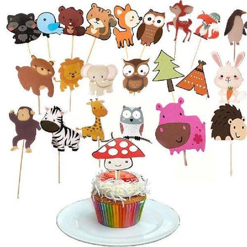Paper Woodland Creatures Theme Cupcake Toppers Forest