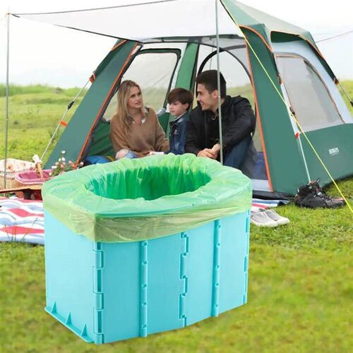 Portable Folding Toilet Commode Car Camping For Travel Bucke