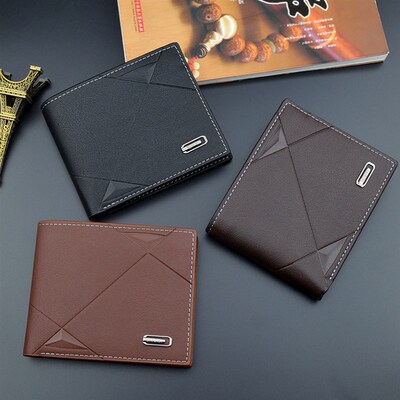 Men Short Bifold Faux Leather Masculina Billetera Credit ID