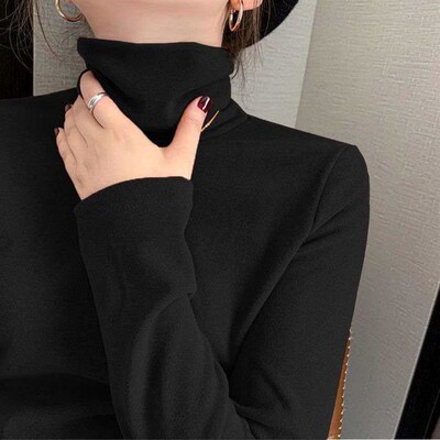 Double-sided Velvet Warm Top Womens Half-high Collar Solid