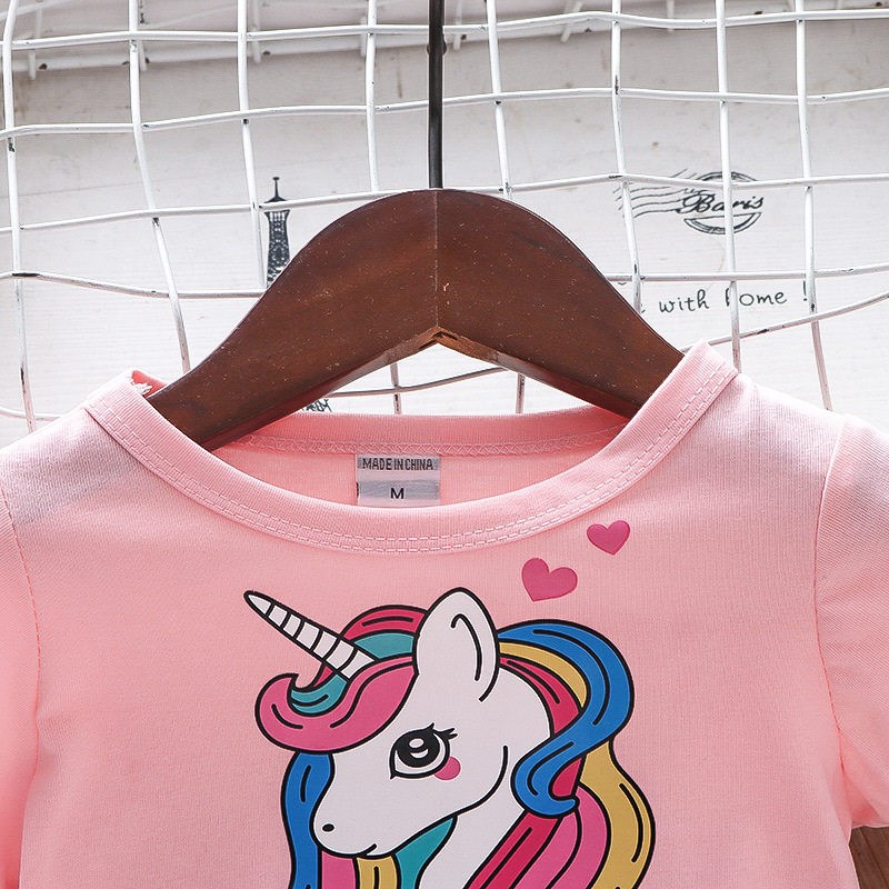 2023 New Summer Dress for Girls Cotton Cartoon Unicorn Baby图片