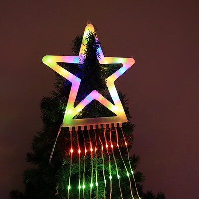 Led Five-pointed Star Waterfall Flowing Water Light String C