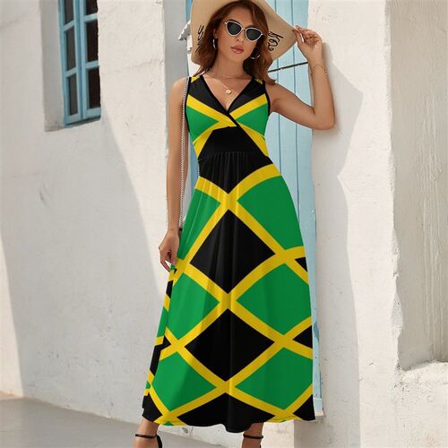 Jamaican National Flag Sleeveless Dress prom dresses beach