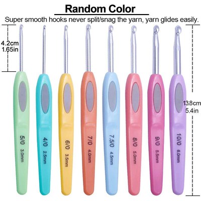 New Crochet Hooks Colorful Soft Plastic Handle Knitting Need
