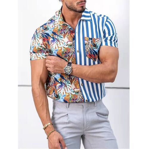 2022 Fashion Men Hawaiian Shirt Short Sleeve Streetwear Prin