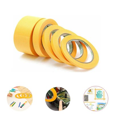 50M/20M/18M Yellow Masking Tape Adhesive Tape Textured Paper