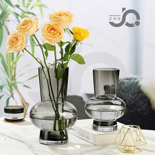 玻璃客厅鱼缸样板房家居花瓶新式餐桌欧式高档装饰新古典大肚水晶