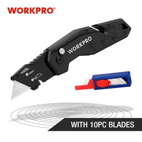 WORKPRO Folding Utility Knife Quick Change Blade Wire Stripp