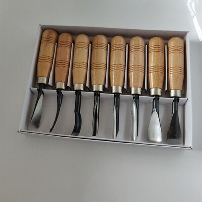 8Pcs/set  Dry hand Wood Carving Tools Chip Detail Chisel set