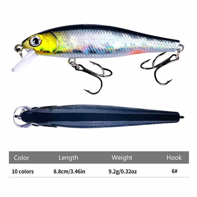 Minnow Crank Wobbler Jerkbait Fishing Lure 8.8Cm 9G Isca Art
