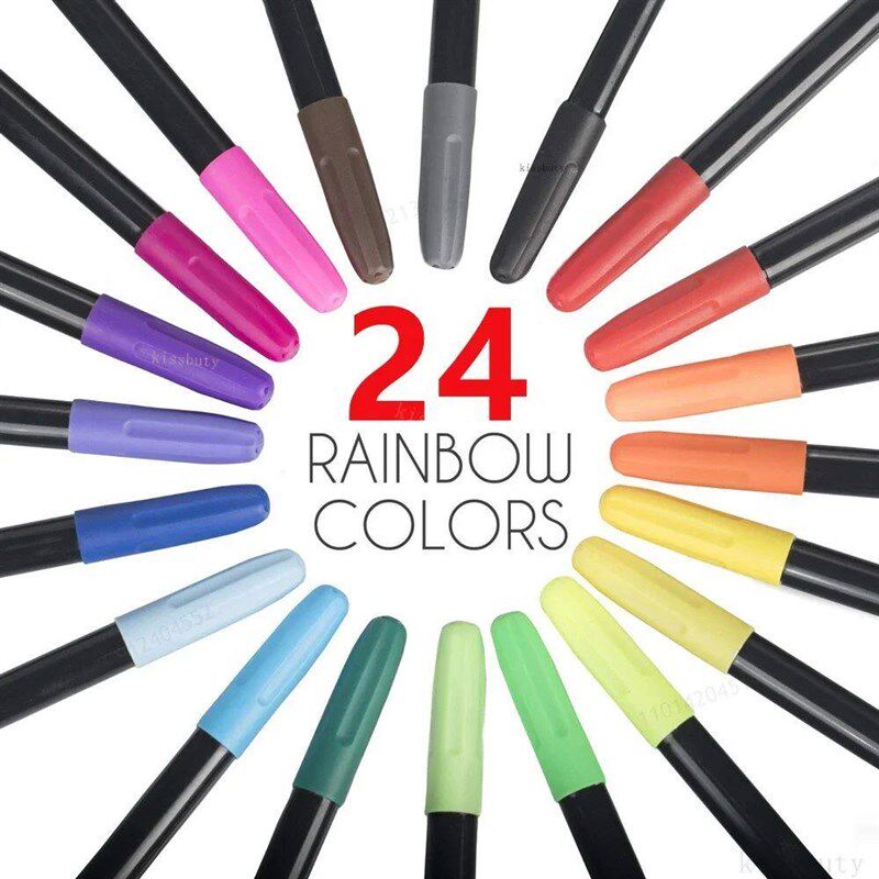 12/24 Colors Fabric Textile Markers Pens Set - Non Toxic, In图片