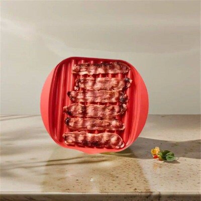 With Lid Microwave Bacon Pan Red Heating Evenly Microwave
