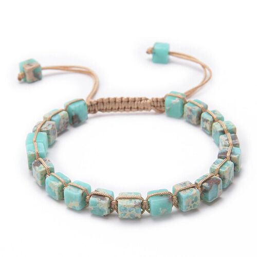 Bohemian Square Emperor Stone Brlet Braided Colorful Natural