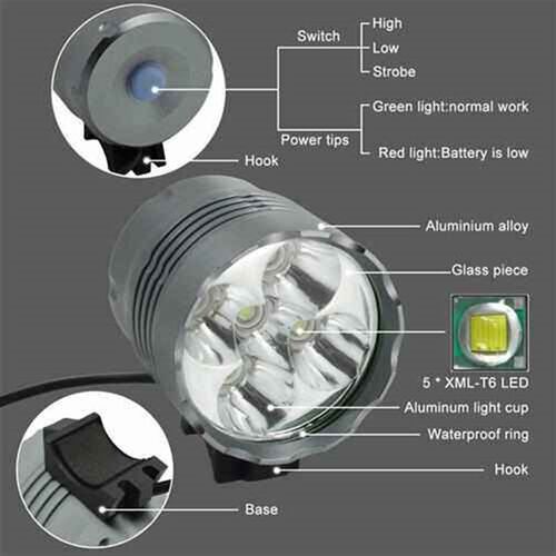 WasaFire 7000LM 5* XML T6 LED Bike Light Bicycle Head Lamp C