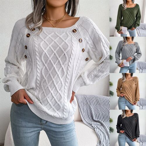 2023 Autumn and Winter Casual Square Collar Sweater Women