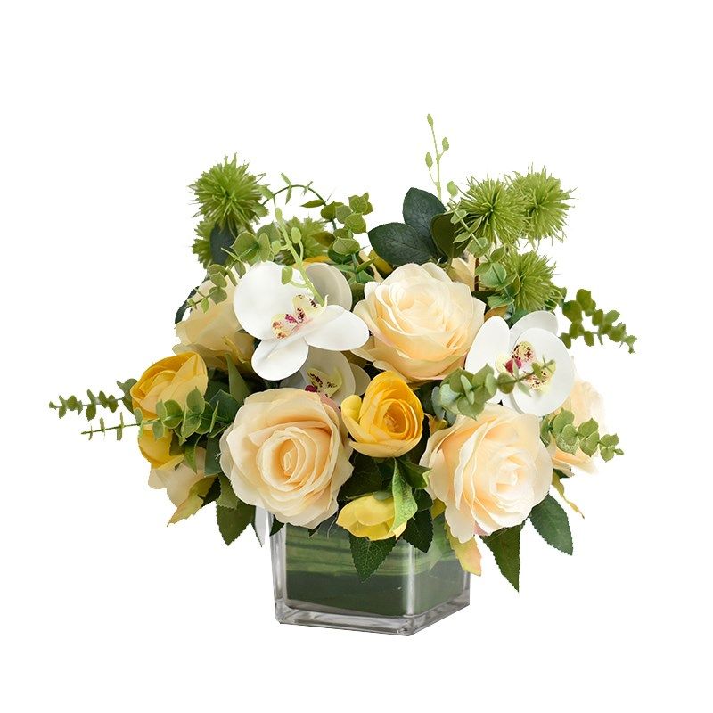 玻璃花瓶仿真假花茶机桌花客厅酒店餐厅饭店前台会议宴会桌面摆件,家居饰品,仿真花/假花,淘宝优惠券,粉丝福利购,淘宝优惠卷