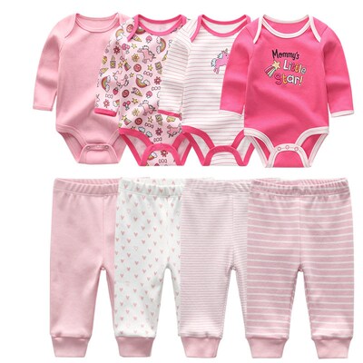 4pcs Baby Bodysuits+4pcs Baby Pants Newborn Clothes Sets 202