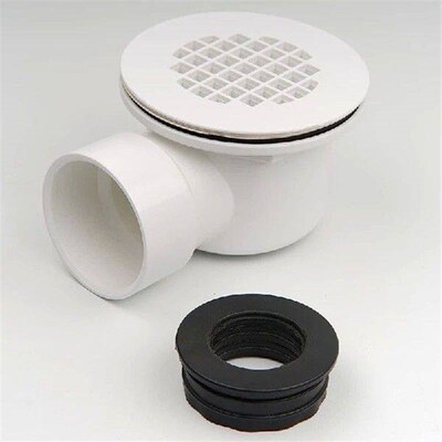 Low Profile Shower Base Drain With Perforated Strainer Side