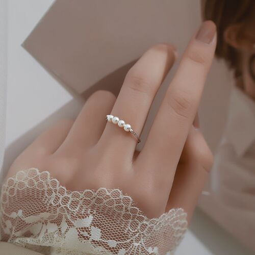 Pearl Ring Womens Niche Cold Style High-grade Vintage Ins F