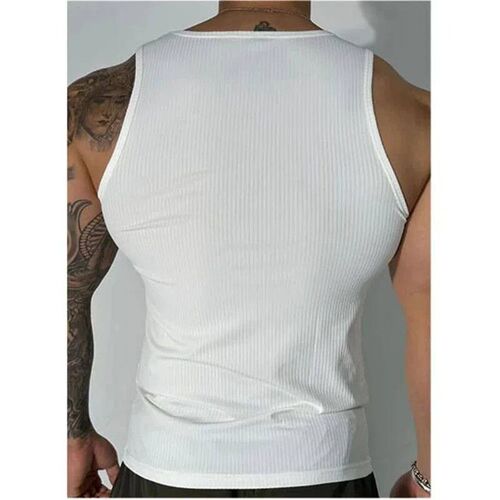 Spring Summer Fashion Tank ops Man Solid Fit Round Neck Ropa