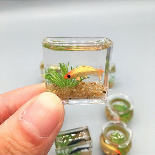Miniature Glass Fish Tank Bowl Aquarium Scene Model Simulati