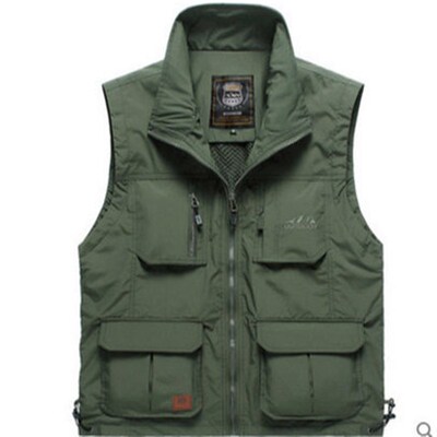 Multi-pocket Mens Vest Thin Middle-aged Outdoor Photography