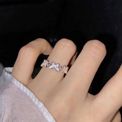 New Fashion Butterfly Rings Shiny Cubic Zirconia Leaves Geom