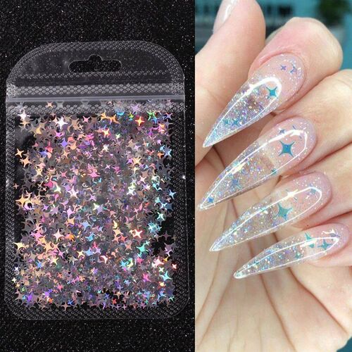 Holographic Star Four-pointed Star Nail Paillettes Sparkly L